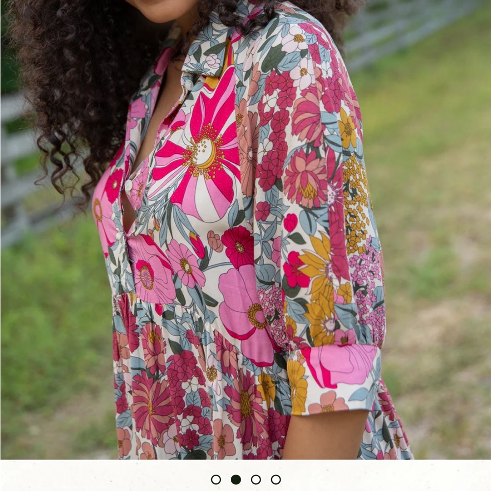 Natural Life XL Rebecca Boho Vintage Floral Tiered Midi Dress NEW - Picture 5 of 14